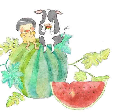 吃瓜小孩插画头像,吃瓜小孩插画头像的童真魅力